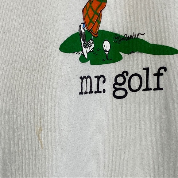 VINTAGE Jim Benton “Mr. Golf” 1989 Cartoon Fruit Of The Loom Large Sweatshirt - Picture 4 of 6